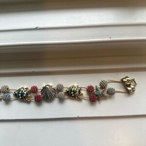 Rare vintage seaside charm -double cord bracelet -with clasp